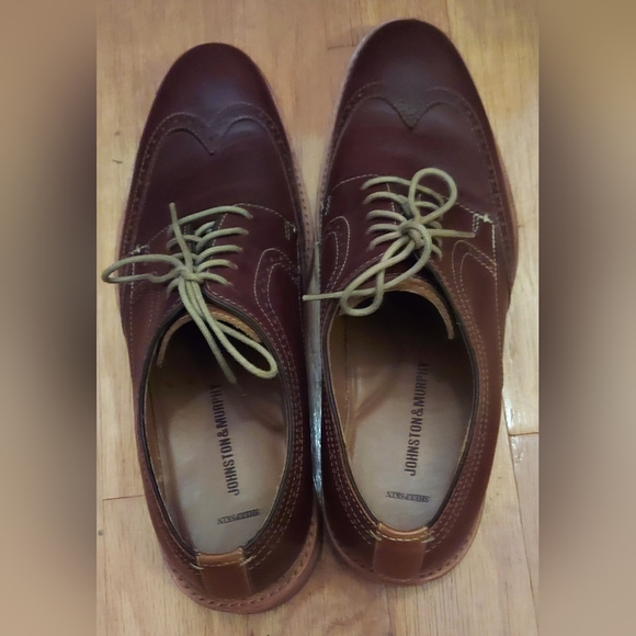 JOHNSTON & MURPHY 20-9513 SHEEPSKIN MEN'S BROWN WINGTIP OXFORDS SIZE 11 M - Picture 8 of 13